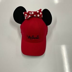 Red Minnie "Embroidery" Mouse Disney Cap/Hat  Signature Ears & Bow hook & loop